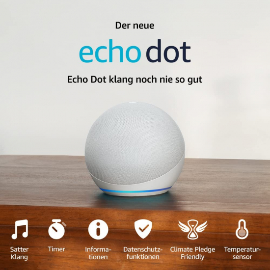 Amazon Echo Dot 5. Generation Smarter Lautsprecher mit Alexa, Weiß