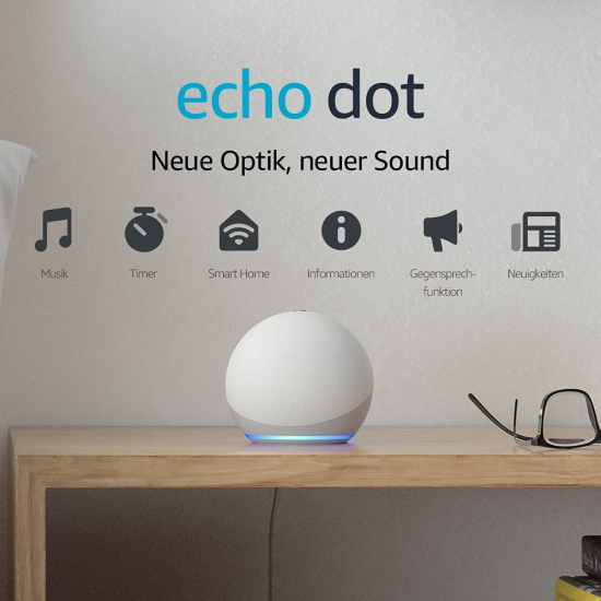 Amazon Echo Dot 4. Generation Smarter Lautsprecher mit Alexa, Weiß