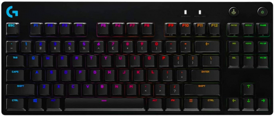 Logitech G PRO TKL mechanische Gaming-Tastatur, GX Blue Clicky Switches, LIGHTSYNC RGB, Design ohne Nummernblock für Esport Gaming, Abnehmbares Mikro-USB-Kabel, Deutsches QWERTZ-Layout - Schwarz (920-009389)