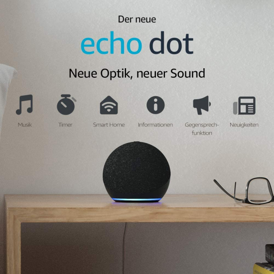 Amazon Echo Dot 4. Generation Smarter Lautsprecher mit Alexa, Anthrazit Schwarz