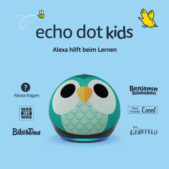 Amazon Echo Dot Kids (5. Generation, 2022) Smarter Lautsprecher mit Alexa, Weiß