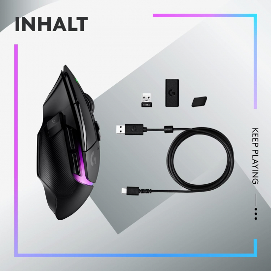 Logitech G502 X PLUS LIGHTSPEED Kabellose RGB-Gaming-Maus - Optische Maus mit LIGHTFORCE Hybridschaltern, LIGHTSYNC RGB, HERO 25K Gaming-Sensor, Kompatibel mit PC - macOS/Windows - Schwarz (910-006162)