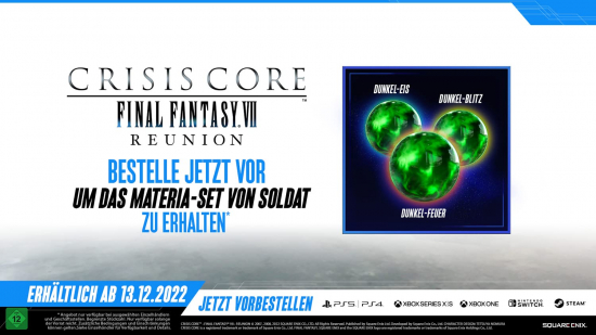 Crisis Core Final Fantasy VII Reunion (deutsch) (AT PEGI) (PS4) inkl. PS5 Upgrade / Materia-Set von Soldat DLC