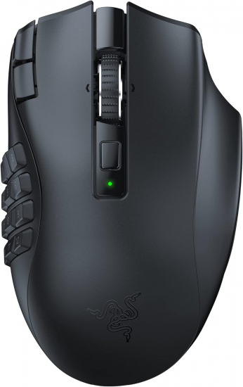 Razer Naga V2 HyperSpeed - Ergonomische Kabellose MMO Gaming Maus (19 Programmierbaren Tasten, Wireless 2,4 GHz, Bluetooth, Bis zu 250 Stunden, Focus Pro 30K Optischer Sensor) Schwarz (RZ01-03600100-R3G1)