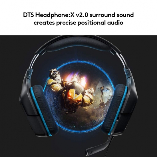 Logitech G432 Gaming-Kopfhörer (mit 7.1 Surround Sound, 50 mm Klangtreiber, DTS Headphone:X 2.0, Mikrofon mit Flip-Stummschalter) (981-000770)