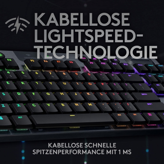 Logitech G915 LIGHTSPEED TKL Tenkeyless kabellose mechanische Gaming-Tastatur, Taktiler GL-Tasten-Switch, 40+ Stunden Akkulaufzeit (920-009496 ) [neu]