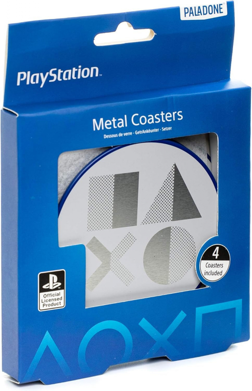 Paladone Playstation 5 Getränkeuntersetzer aus Metall, 4 Untersetzer, Lizenzprodukt [neu]