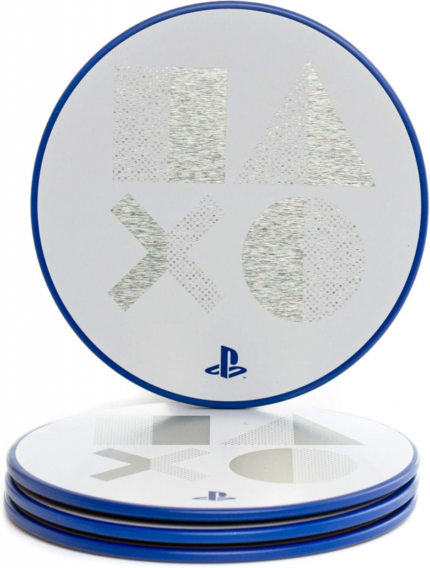 Preview: Paladone Playstation 5 Getränkeuntersetzer aus Metall, 4 Untersetzer, Lizenzprodukt [neu]