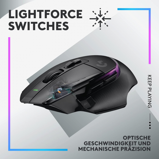 Logitech G502 X PLUS LIGHTSPEED Kabellose RGB-Gaming-Maus - Optische Maus mit LIGHTFORCE Hybridschaltern, LIGHTSYNC RGB, HERO 25K Gaming-Sensor, Kompatibel mit PC - macOS/Windows - Schwarz (910-006162)