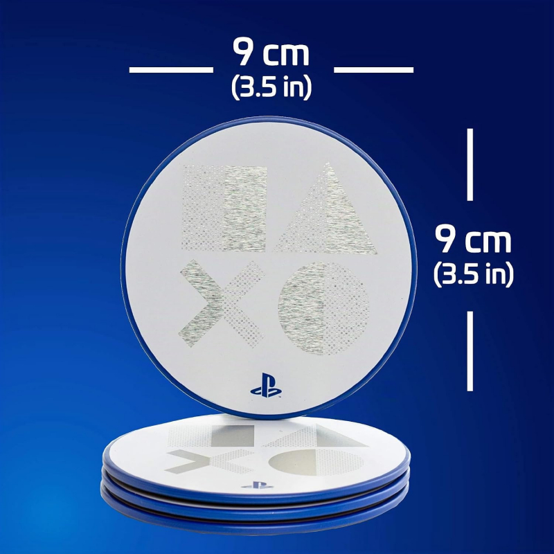 Preview: Paladone Playstation 5 Getränkeuntersetzer aus Metall, 4 Untersetzer, Lizenzprodukt [neu]