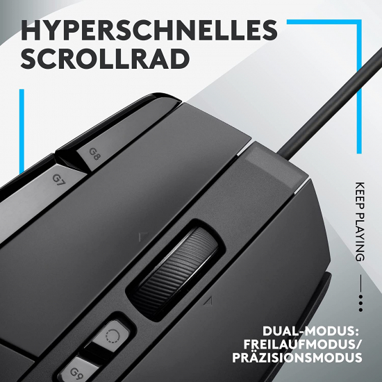 Logitech G502 X Kabelgebundene Gaming-Maus - LIGHTFORCE Hybrid optisch-mechanische Primärschalter, HERO 25K Gaming-Sensor, Kompatibel PC macOS/Windows, schwarz (910-006139)