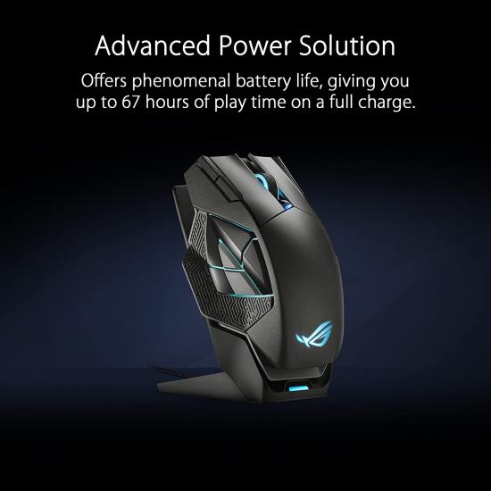ASUS ROG Spatha X Gaming Maus (kabellos, kabelgebunden, magnetische Ladestation, 12 programmierbare Tasten, 19.000 dpi, Aura Sync, USB) schwarz (90MP0220-BMUA00)