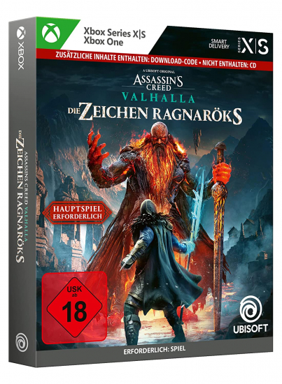 Assassin's Creed Valhalla Die Zeichen Ragnaröks Erweiterung [Code in a box, Hauptspiel wird benötigt] [uncut] (deutsch) (DE USK) (XBOX ONE / XBOX Series X) inkl. Zwielicht-Paket / 4 Lithografien