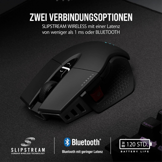 CORSAIR M65 RGB ULTRA WIRELESS Tunable FPS Gaming Mouse - 26.000 DPI - Sub-1ms Wireless - Gewichtssystem - Bis zu 120 Std. Akku - iCUE Kompatibel - PC, Mac, PS5, PS4, Xbox - Schwarz (CH-9319411-EU / CH-9319411-EU2)