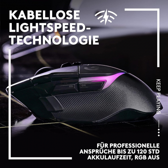 Logitech G502 X PLUS LIGHTSPEED Kabellose RGB-Gaming-Maus - Optische Maus mit LIGHTFORCE Hybridschaltern, LIGHTSYNC RGB, HERO 25K Gaming-Sensor, Kompatibel mit PC - macOS/Windows - Schwarz (910-006162)