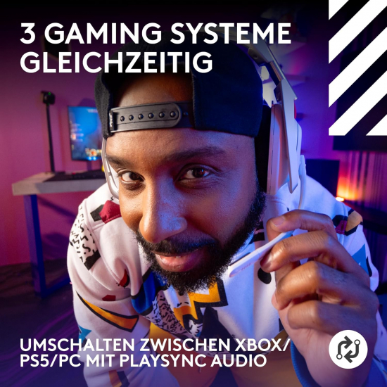 Logitech G Astro A50 LIGHTSPEED kabellose Gaming-Headset + Basisstation (Gen 5), PRO-G GRAPHENE, 3-System-Umschaltung, USB-C für Xbox, PS5, PC/Mac oder Nintendo Switch, Bluetooth - Weiß (939-002230 )