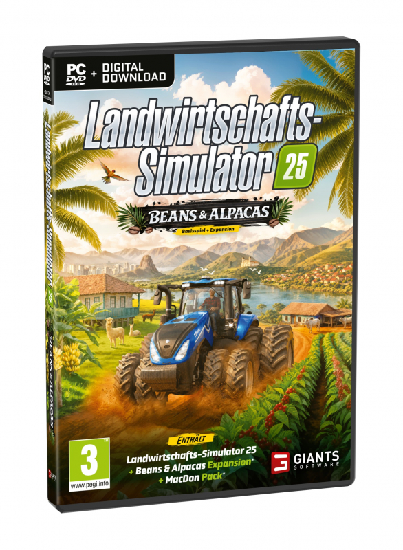 Landwirtschafts-Simulator 25 Beans & Alpacas Edition (deutsch spielbar) (AT PEGI) (PC DVD & Digital Download) inkl. MacDon Pack