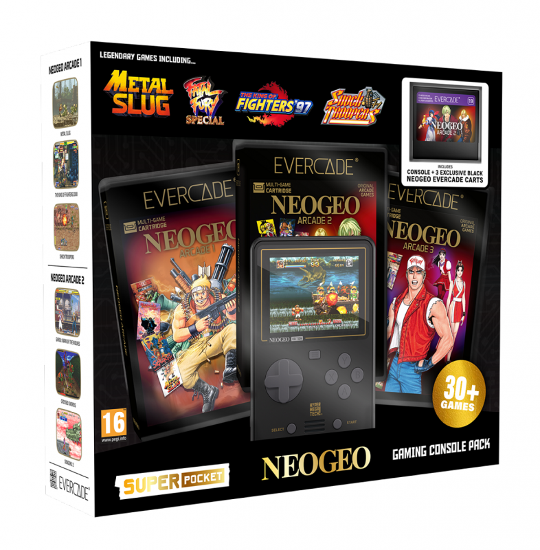 NEOGEO Super Pocket Starter Bundle mit 3 Evercade Cartridges [neu]
