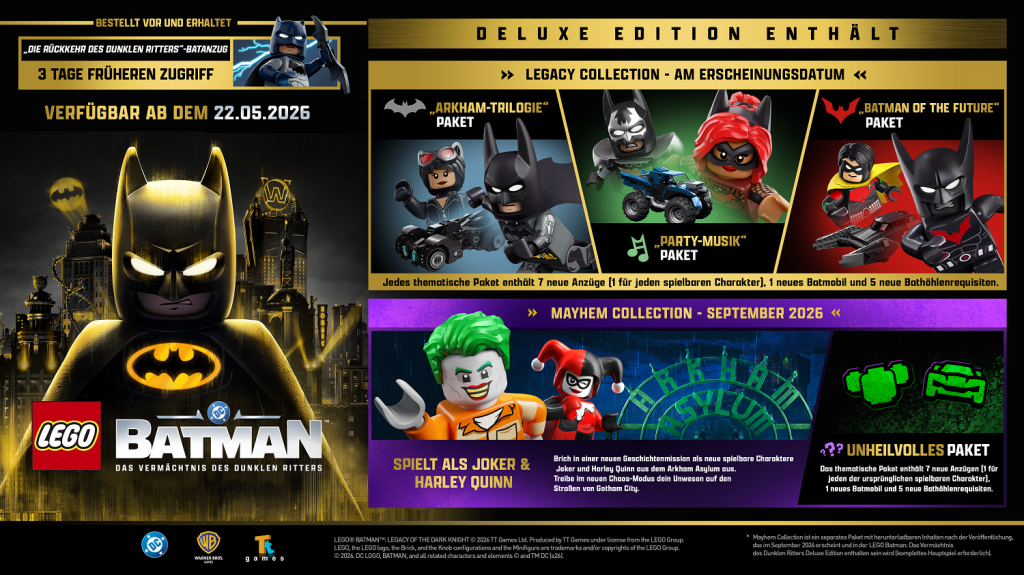 Preview: LEGO Batman Das Vermächtnis des dunklen Ritters Deluxe Edition (deutsch spielbar) (AT PEGI) (Xbox Series X) inkl. Early Access / Die Rückkehr des Dunklen Ritters-Batanzug DLC