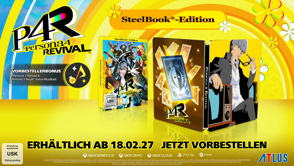 Persona 4 Revival Steelbook Edition (deutsch spielbar) (AT PEGI) (PC) [Code in a Box] inkl. Persona 3 Reload & Persona 5 Royal Extra-Musikset DLC