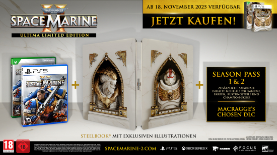 Preview: Warhammer 40,000 Space Marine 2 Ultima Limited Steelbook Edition [uncut] (deutsch spielbar) (AT PEGI) (XSX) inkl. Saisonpass 1 & 2