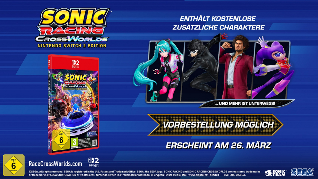 Sonic Racing CrossWorlds (deutsch spielbar) (AT PEGI) (Nintendo Switch 2) inkl. 4 extra Charaktere
