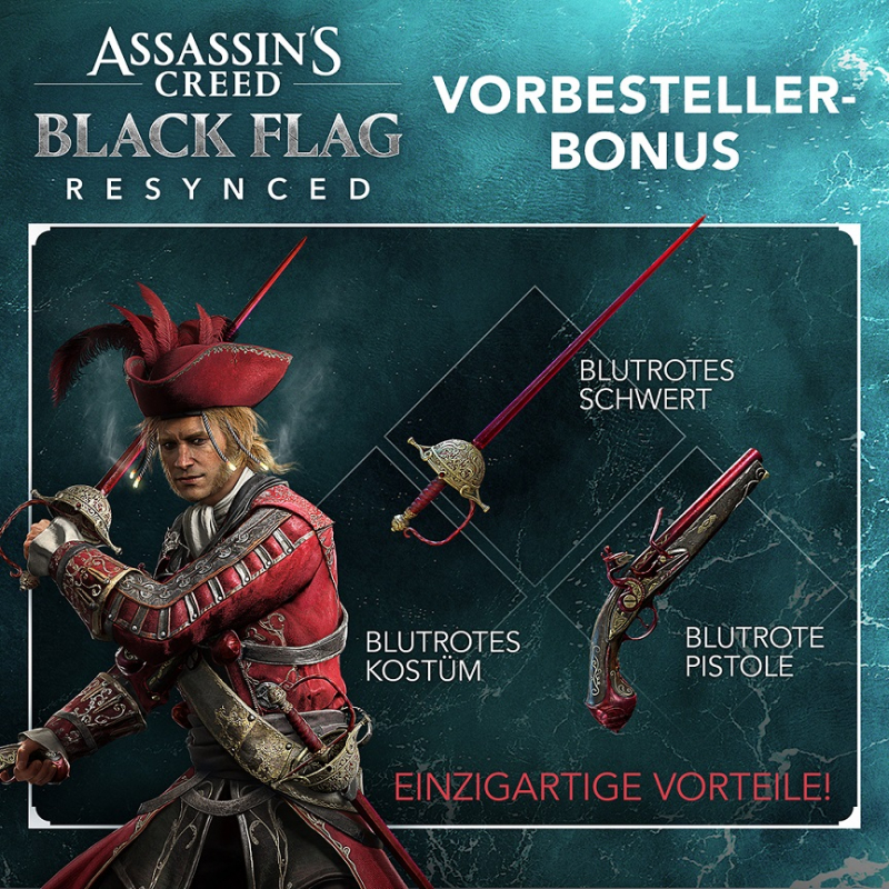 Preview: Assassin’s Creed Black Flag Resynced Collector's Edition [uncut] (deutsch spielbar) (AT PEGI) (PC) [Code in a Box] inkl. Blackbeards Blutrotes Paket DLC