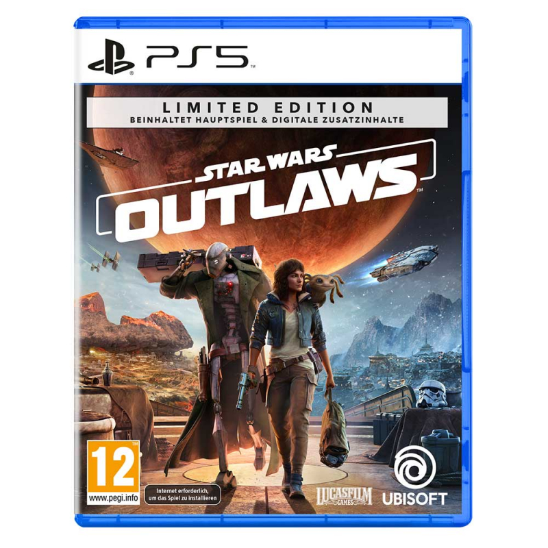 Star Wars Outlaws Limited Edition (deutsch spielbar) (AT PEGI) (PS5) inkl. Kesselflieger-Bonuspaket / Sabacc Schlitzohr-Chrakaterpaket