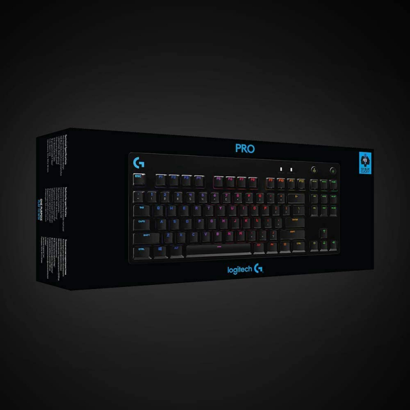 Logitech G PRO TKL mechanische Gaming-Tastatur, GX Blue Clicky Switches, LIGHTSYNC RGB, Design ohne Nummernblock für Esport Gaming, Abnehmbares Mikro-USB-Kabel, Deutsches QWERTZ-Layout - Schwarz (920-009389)