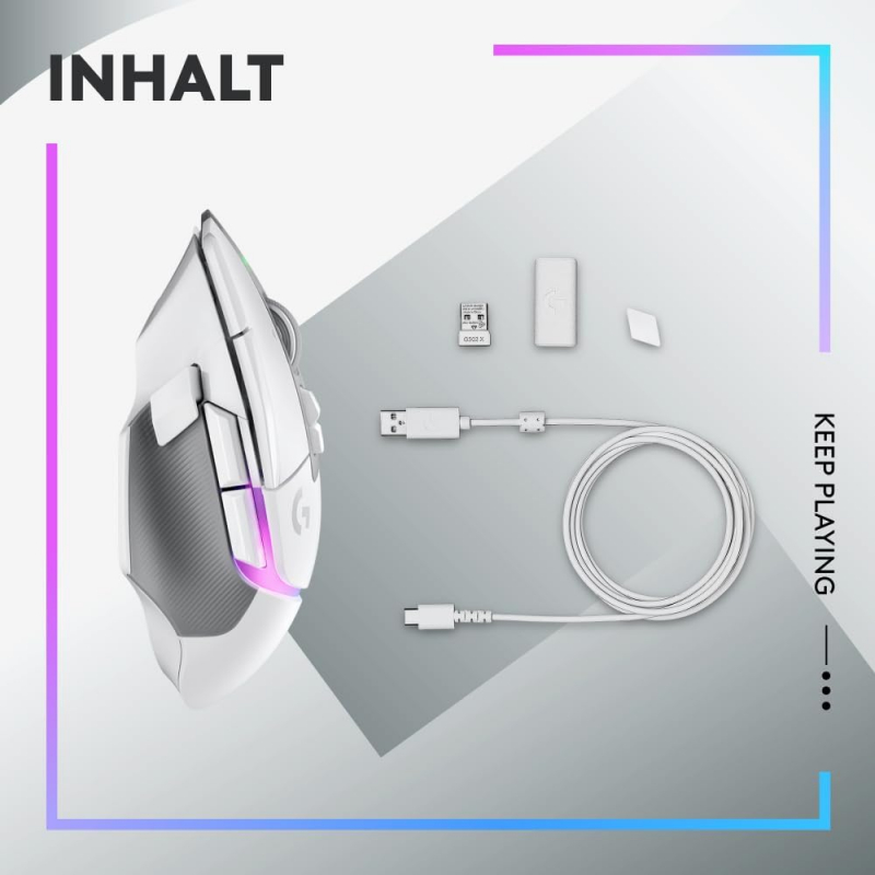 Logitech G502 X PLUS LIGHTSPEED Kabellose RGB-Gaming-Maus - Optische Maus mit LIGHTFORCE Hybridschaltern, LIGHTSYNC RGB, HERO 25K Gaming-Sensor, Kompatibel mit PC - macOS/Windows - Weiß (910-006171)