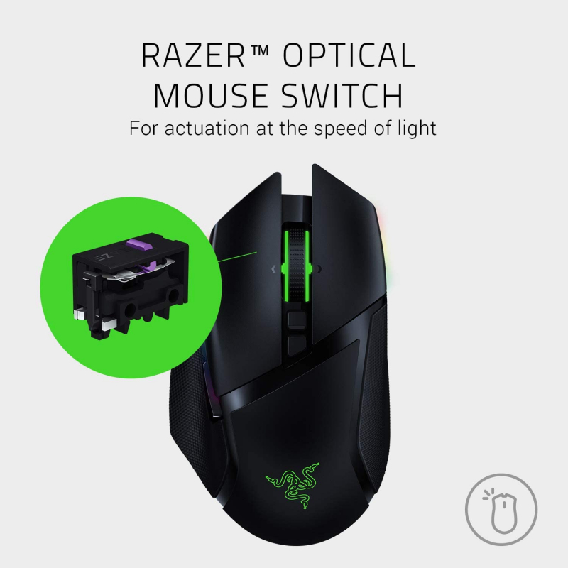 Razer Basilisk Ultimate Kabellose Gaming-Maus mit 11 programmierbaren Tasten (HyperSpeed Technologie, Optischer Fokus+ Sensor, Optischer Maus-Switch, Chroma RGB Beleuchtung) Ohne Ladestation (RZ01-03170200-R3G1)