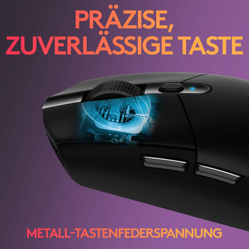 Logitech G305 LIGHTSPEED kabellose Gaming-Maus mit HERO 12K DPI Sensor, Wireless Verbindung, 6 programmierbare Tasten, 250 Stunden Akkulaufzeit, PC/Mac, schwarz (910-005282)