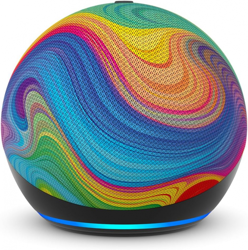 Echo Dot Kids (Neueste Generation) | Smarter WLAN- und Bluetooth-Lautsprecher | 1 Jahr Amazon Kids+ inklusive | Regenbogenwirbel, mit Alexa+ Early Access
