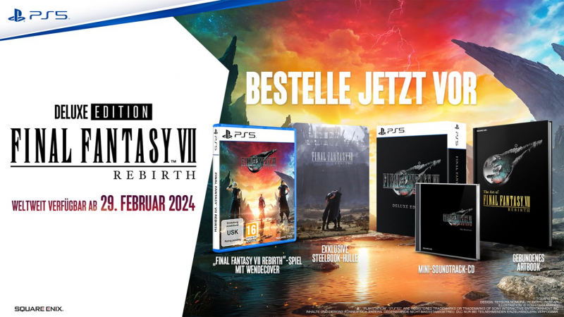 Final Fantasy VII Rebirth Deluxe Steelbook Edition (deutsch spielbar) (AT PEGI) (PS5) inkl. Midgar-Reif-Accessoire DLC