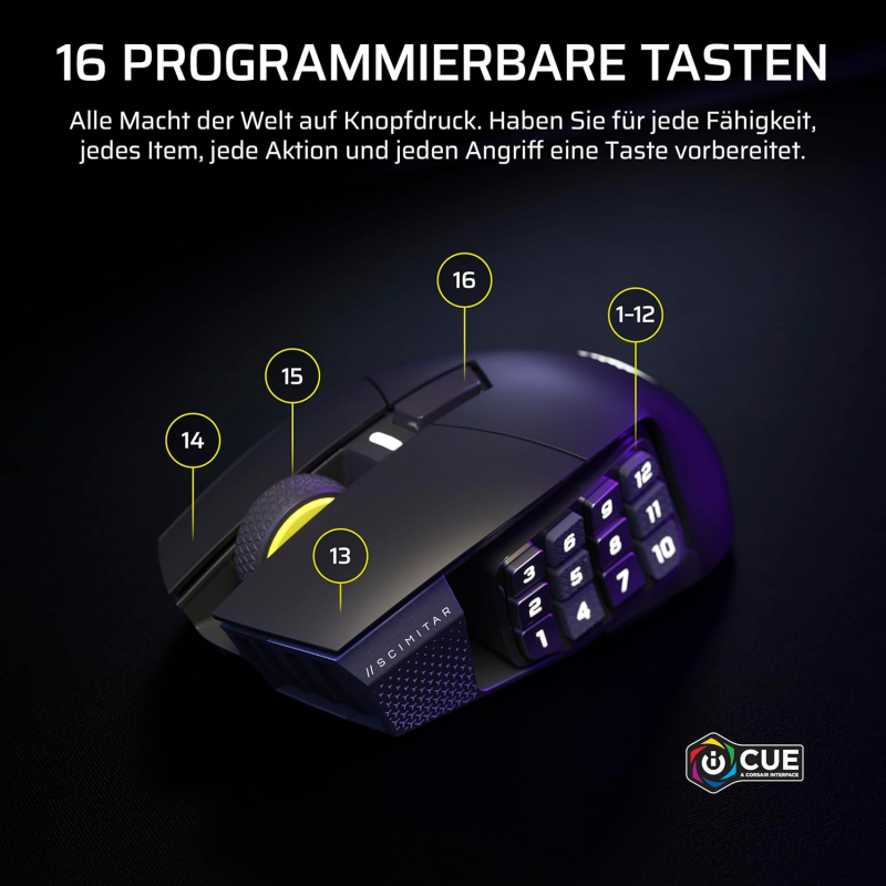 Corsair Scimitar Elite Wireless SE MMO Gaming Mouse - Gunmetal schwarz | USB/Bluetooth (CH-9314014-WW)