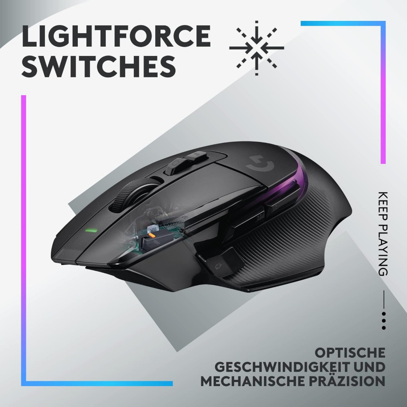 Logitech G502 X PLUS LIGHTSPEED Kabellose RGB-Gaming-Maus - Optische Maus mit LIGHTFORCE Hybridschaltern, LIGHTSYNC RGB, HERO 25K Gaming-Sensor, Kompatibel mit PC - macOS/Windows - Schwarz (910-006162)