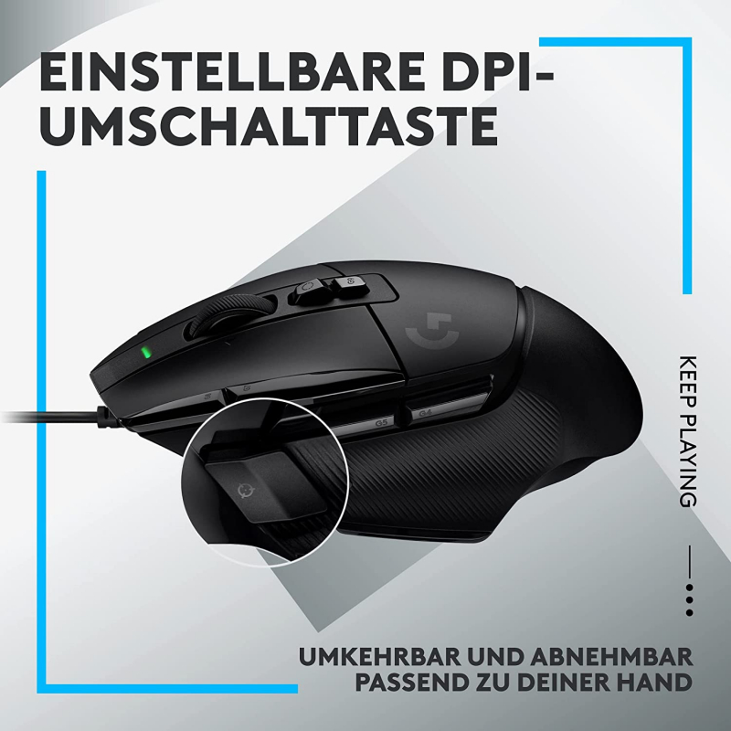 Logitech G502 X Kabelgebundene Gaming-Maus - LIGHTFORCE Hybrid optisch-mechanische Primärschalter, HERO 25K Gaming-Sensor, Kompatibel PC macOS/Windows, schwarz (910-006139)