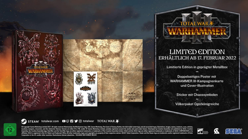 Total War Warhammer 3 Limited Edition (deutsch) (AT PEGI) (PC DVD) inkl. Völkerpaket Ogerkönigreiche DLC