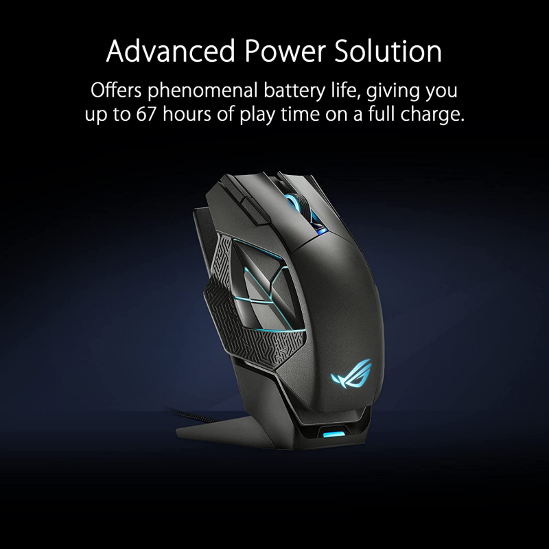 ASUS ROG Spatha X Gaming Maus (kabellos, kabelgebunden, magnetische Ladestation, 12 programmierbare Tasten, 19.000 dpi, Aura Sync, USB) schwarz (90MP0220-BMUA00)