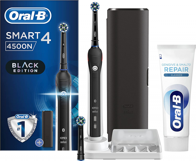 Oral-B® Smart 4 4500 Black Edition inkl. Reise-Tasche / 1 Tube Oral-B Repair Classic Zahnpaste gratis