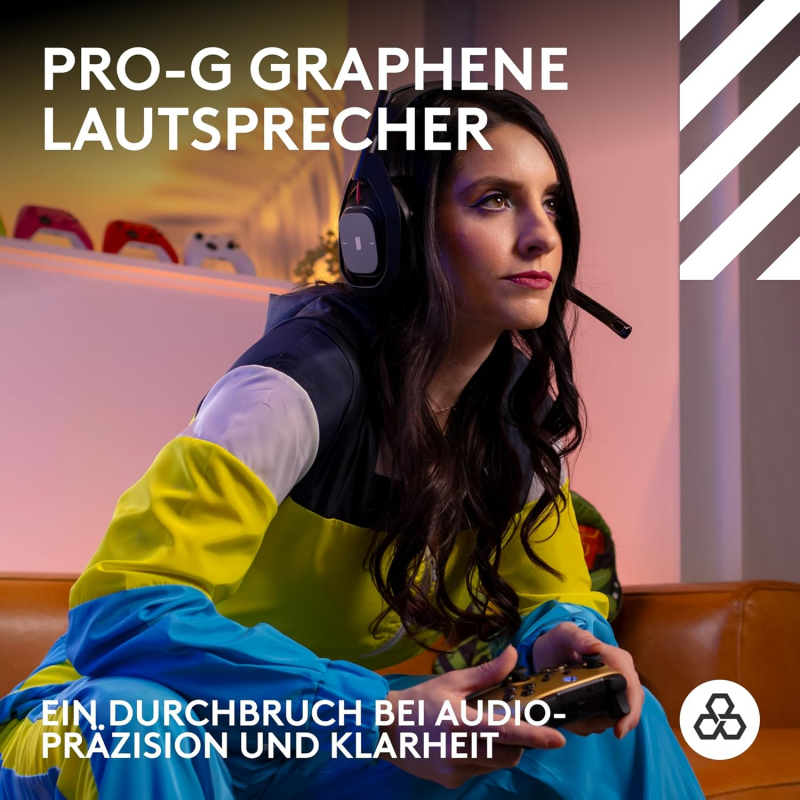 Logitech G Astro A50 LIGHTSPEED kabellose Gaming-Headset + Basisstation (Gen 5), PRO-G GRAPHENE, 3-System-Umschaltung, USB-C für Xbox, PS5, PC/Mac oder Nintendo Switch, Bluetooth - Schwarz (939-002224)