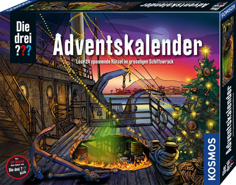 KOSMOS 632441 Die drei ??? Adventskalender 2022 Löse die 24 spannenden Rätsel im gruseligen Schiffswrack [neu]