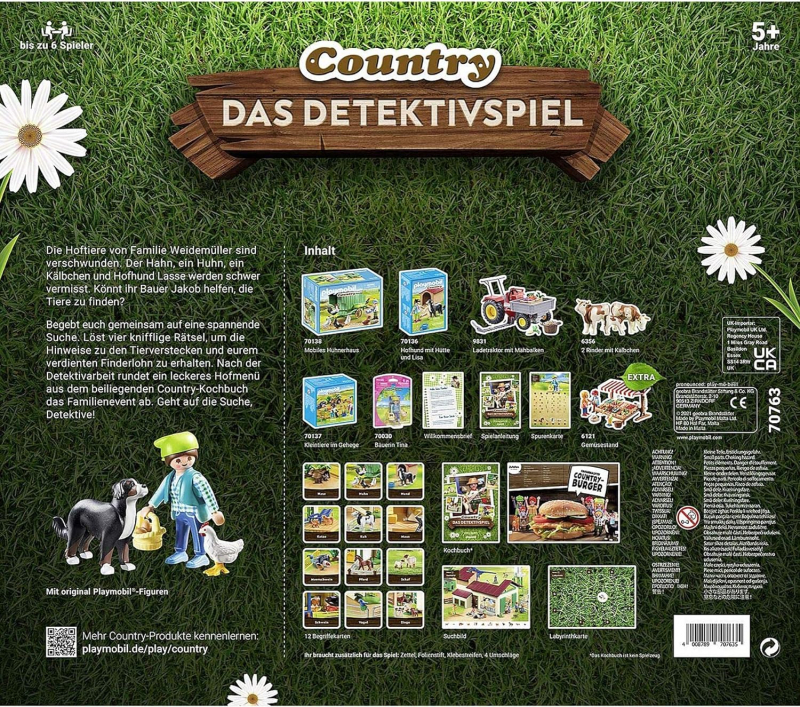Playmobil® Country 70763 Das Detektivspiel mit 7 Country-Spielsets, Labyrinthkarte und Kochbuch [neu]