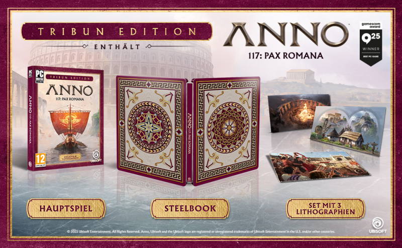 Anno 117 Pax Romana Tribun Steelbook Edition (deutsch spielbar) (AT PEGI) (PC) [Code in a Box] inkl. Builder Pack DLC