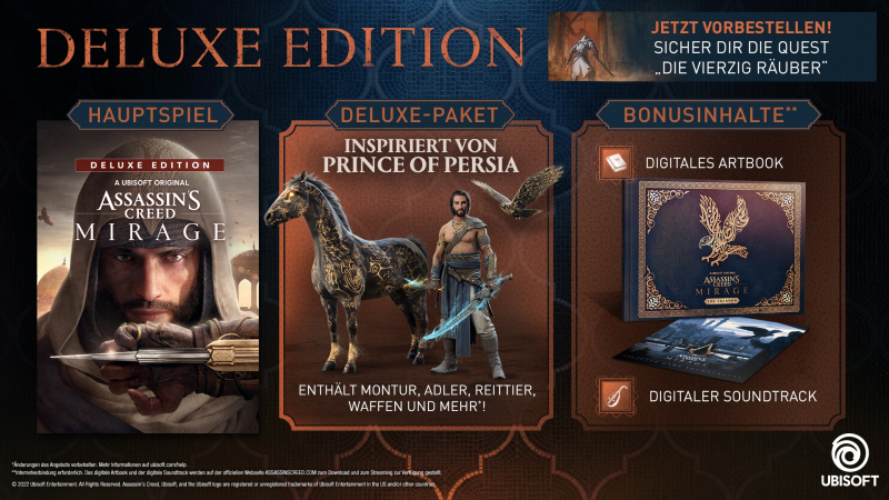 Assassin's Creed Mirage Deluxe Edition [uncut] (deutsch) (AT PEGI) (PS4) inkl. PS5 Upgrade / Die vierzig Räuber DLC