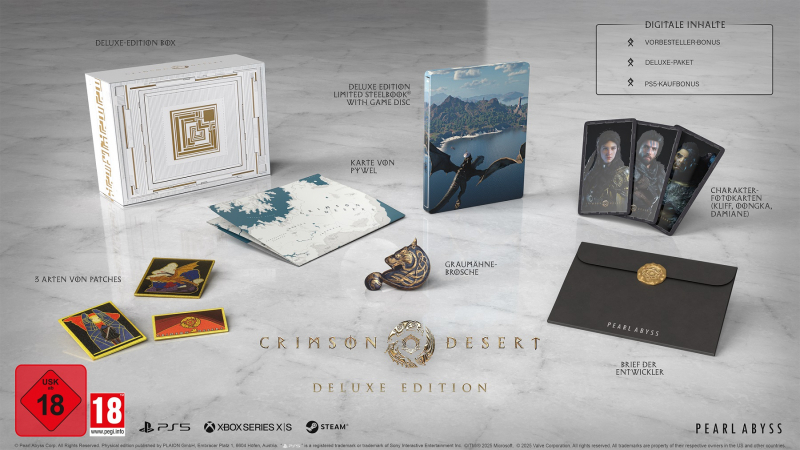 Crimson Desert Deluxe Steelbook Edition [uncut] (deutsch spielbar) (AT PEGI) (PS5) inkl. Khaled-Schild DLC / PS5 Bonus