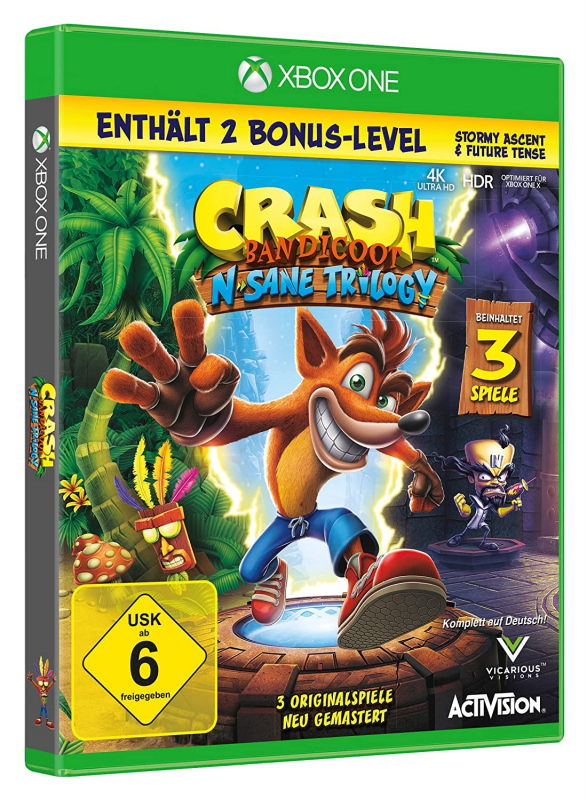Crash Bandicoot N.Sane Trilogy 2.0 (deutsch spielbar) (DE USK) (XBOX ONE) inkl. 2 Bonus-Level
