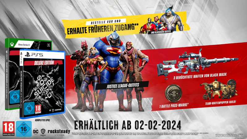 Suicide Squad Kill the Justice League Deluxe Edition [uncut] (deutsch spielbar) (AT PEGI) (XBOX Series X) inkl. Klassische Outfits DLC / 3 Tage Early-Access / Battle Pass / usw.