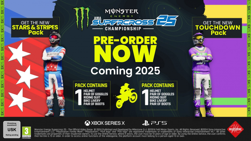 Monster Energy Supercross 25 The Official Video Game D1 (deutsch spielbar) (AT PEGI) (XBOX Series X) inkl. Stars & Stripes Pack & Touchdown Pack DLC
