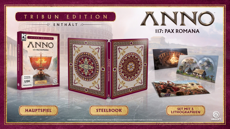 Anno 117 Pax Romana Tribun Steelbook Edition (deutsch spielbar) (AT PEGI) (PC) [Code in a Box] inkl. Builder Pack DLC